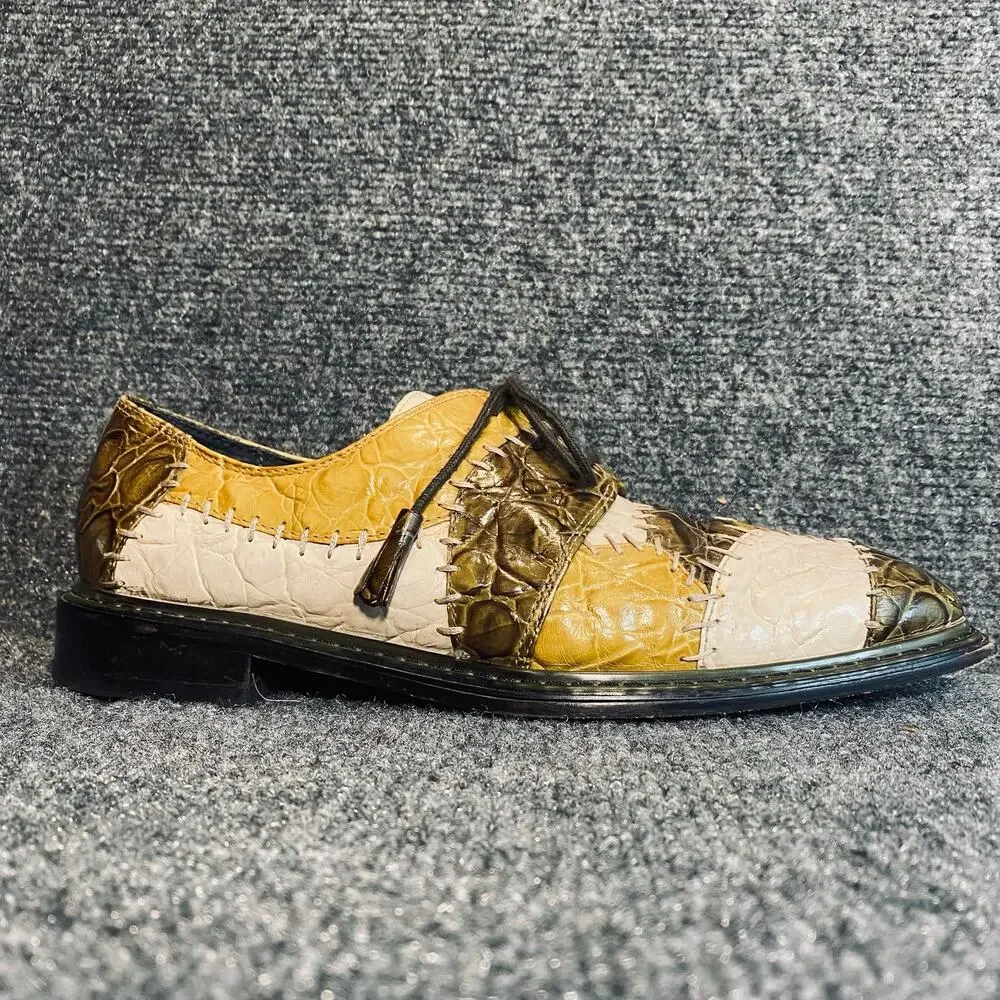 VTG Giorgio Brutini Private Collection Patchwork Leather Tassel Oxfords Mens 8.5